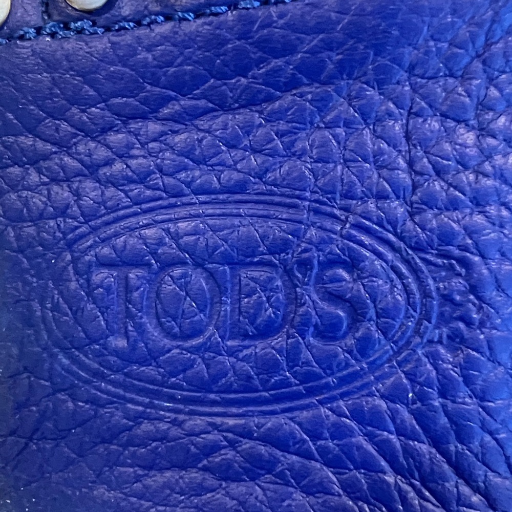 TOD'S Bubble Gommino Loafer Moccasin Italian Leather Fringe Blue Women's Size 39 - Picture 17 of 17